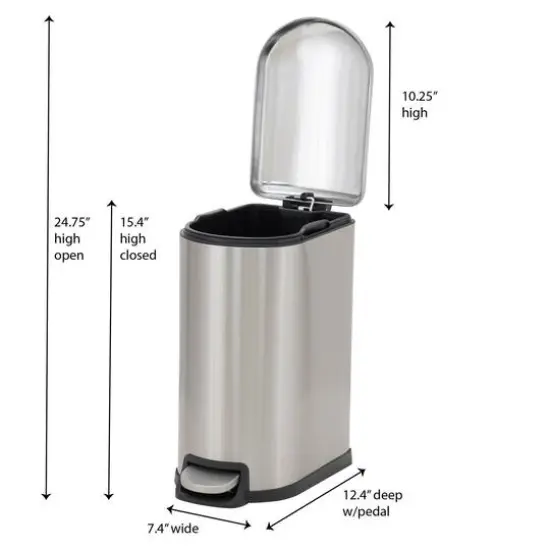 Household Essentials 2.6 gal. Slim Stainless Steel Trash Can {4}