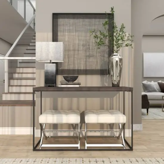 19" Leather Stool with Stainless Steel Supports White {14}