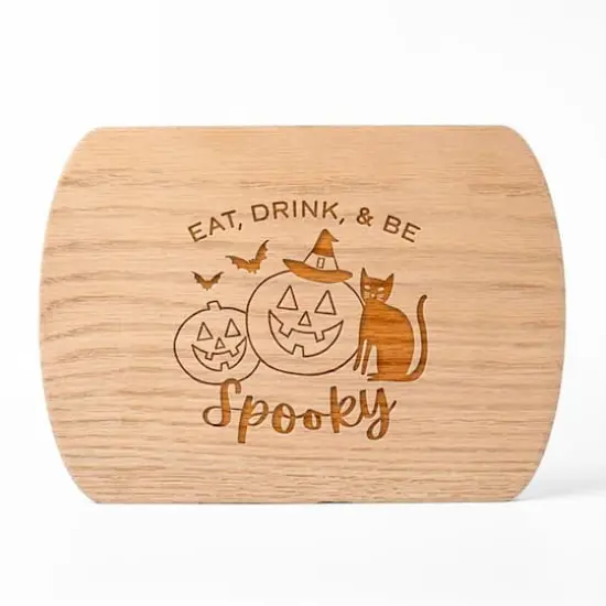 Eat Drink and Be Spooky 8" x 11" Redwood Oval Cutting Board {1}