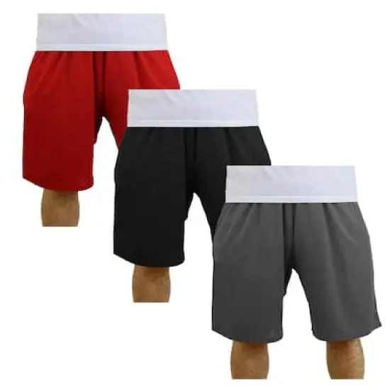 Galaxy by Harvic Men's Moisture Wicking Performance Basic Mesh Shorts 3 Pack Red/Black/Charcoal {1}