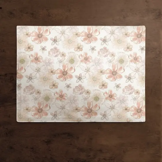Watercolor Florals Cotton Twill Placemat White {3}