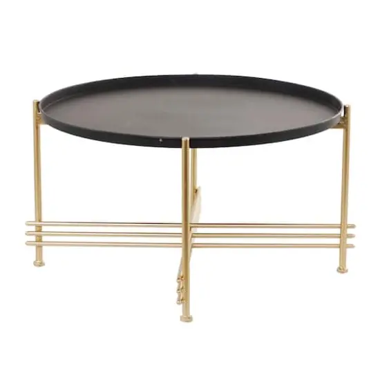 33" Gold & Black Metal Modern Coffee Table {3}