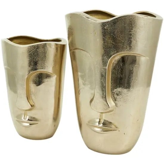 Gold Glam Aluminum Face Vase Set {1}
