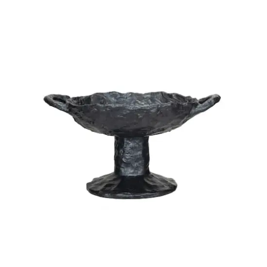 Hello Honey&reg; 9.5" Black Stoneware Footed Plate with Handles & Reactive Glaze {4}