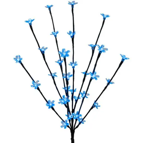 Set of 3 Pre-Lit Cherry Blossom Artificial Tree Branches 2.5' - Blue LED Lights Black {6}