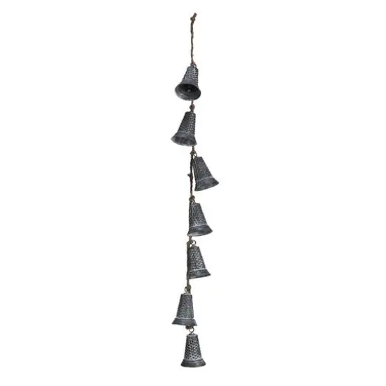 Hello Honey&reg; 36.25" Silver Hanging Galvanized Metal Bells on Jute Rope {1}