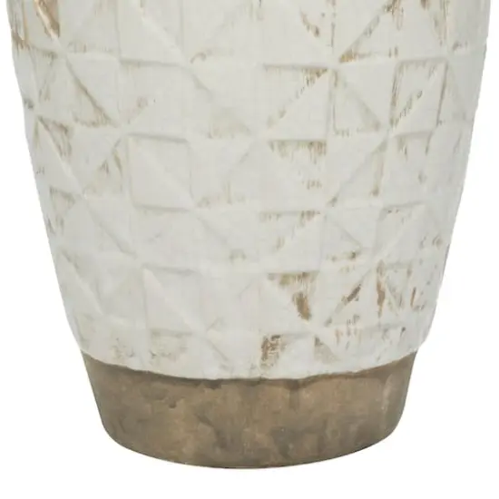 16" White Stoneware Coastal Style Vase {4}