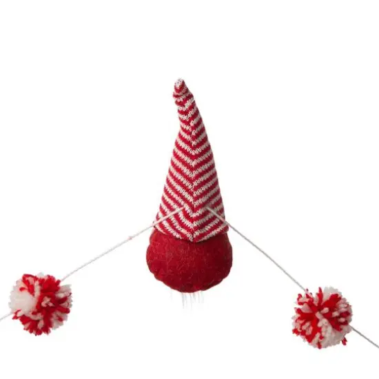 Glitzhome&reg; 6ft. Red & White Fabric Christmas Gnome Garland Set {7}