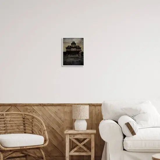 Stupell Industries Haunted House Landscape Framed Giclee Art White {3}