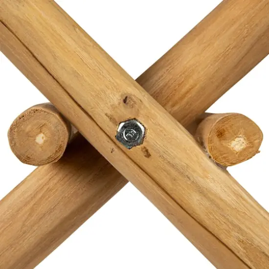 Hello Honey&reg; Natural Teakwood and Goat Fur Folding Stool {9}