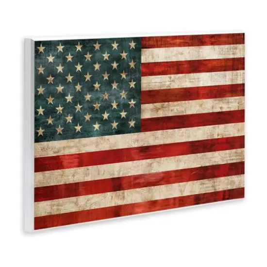Stupell Industries US American Flag Rustic Pattern Wall Plaque Art {4}