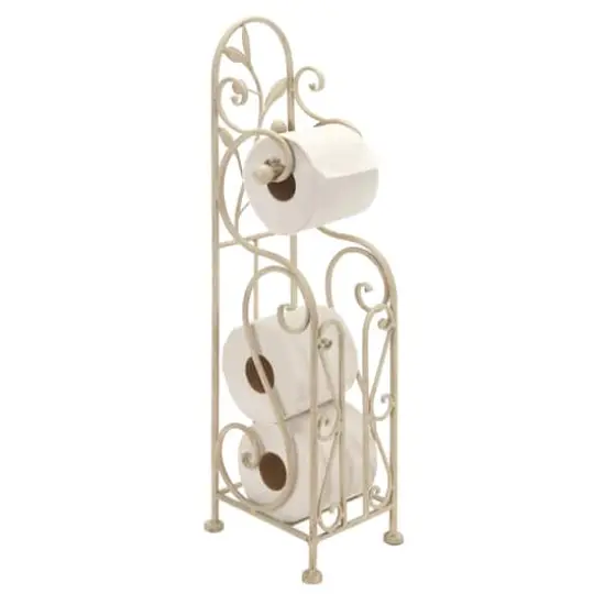 24" Cream Iron Traditional Toilet Paper Towel Holder {1}