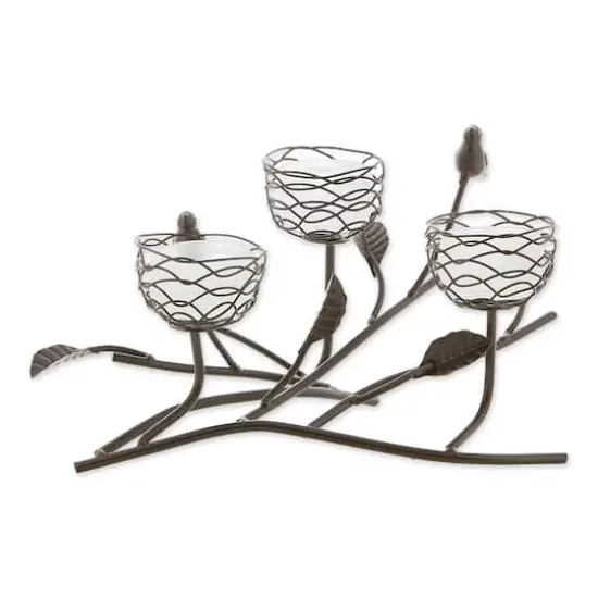 11" Triple Tealight Birdies Candle Holder {1}
