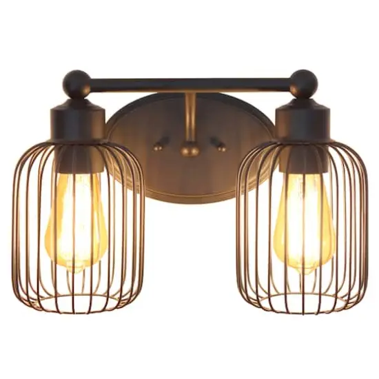 Lalia Home Ironhouse 2 Light Industrial Cage Vanity {4}