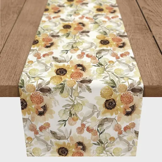 90" Fall Sunflowers Poly Twill Table Runner {1}