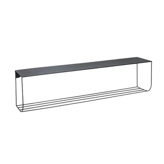 Hello Honey&reg; 40" Matte Black Metal Two-Tier Wall Shelf {1}