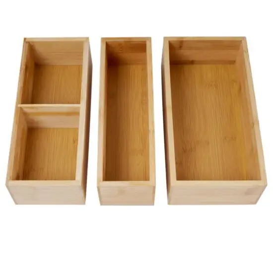 Kitchen Details 4-Compartment Bamboo Drawer Organizer Set {6}
