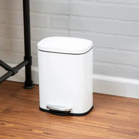 30L & 5L White Rectangular Trash Can Set {4}