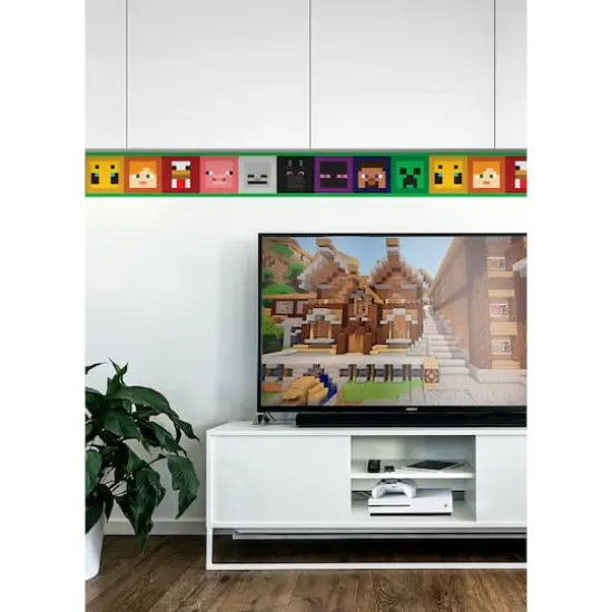 RoomMates Minecraft Iconic Faces Peel & Stick Wallpaper Border {3}