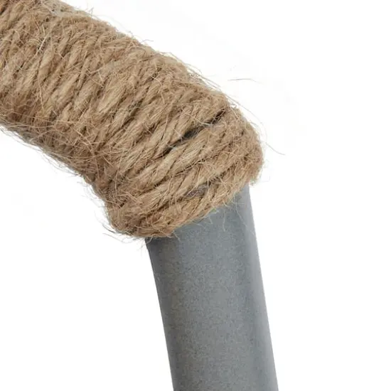 Hello Honey&reg; Bloomingville 15.5" Gray Modern Stoneware Vase with Rattan Wrapped Handle {4}