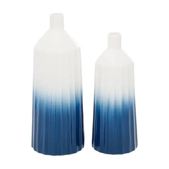 Set of 2 Blue Dolomite Coastal Vase, 16", 14" {1}