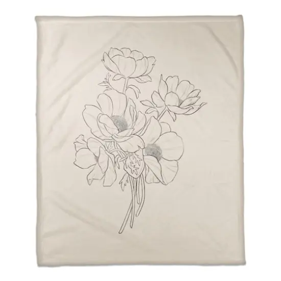 Simple Poppy II 50" x 60" Coral Fleece Blanket {1}