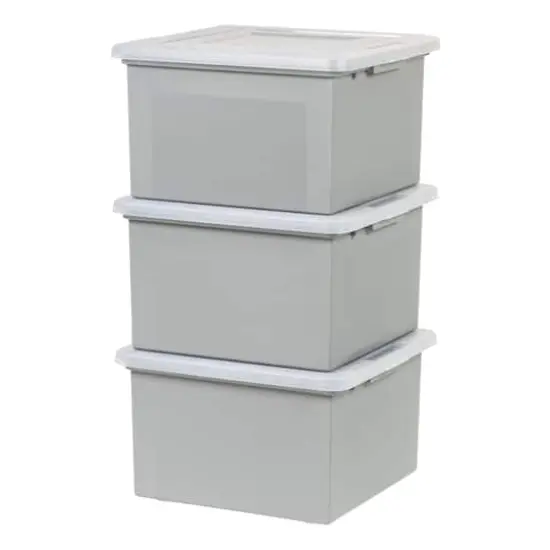 IRIS Gray Snap Tight Plastic Letter & Legal File Organizer Box, 3ct. {5}