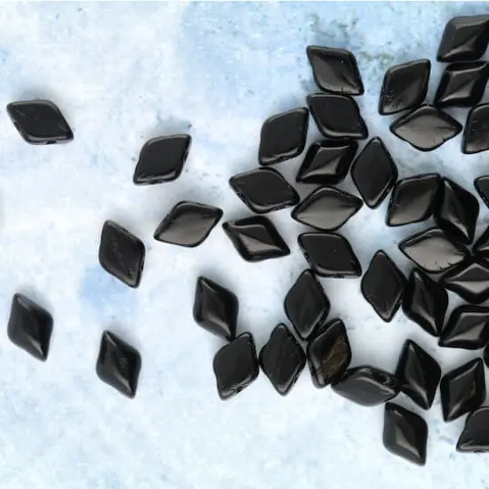 GemDUO&trade; 8mm 2-Hole Czech Glass Diamond Beads Jet Black {3}