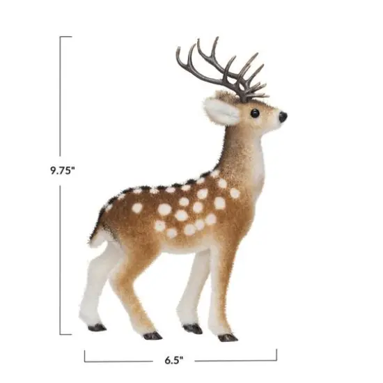 Hello Honey&reg; 10" Brown & White Flocked Foam Standing Deer with Antlers {4}