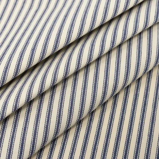Roc-Lon Woven Ticking Stripe Cotton Fabric Navy/Natural White {4}