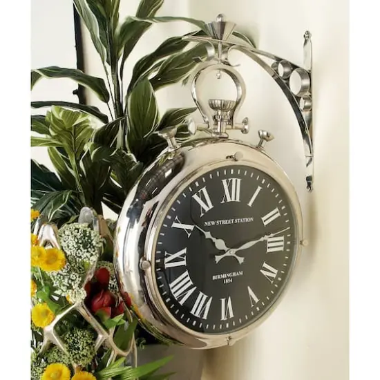 Silver Vintage Stainless Steel Wall Clock, 22" x 16" {12}