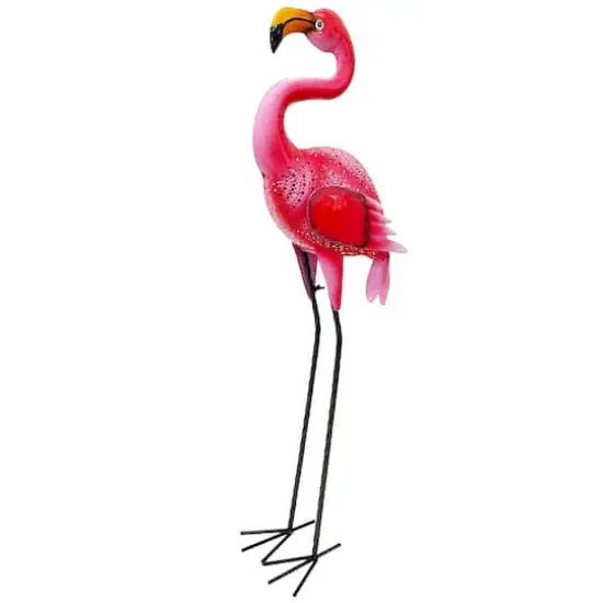 Santa's Workshop 34.75" Iron Dark Pink Flamingo Metal Accent {1}