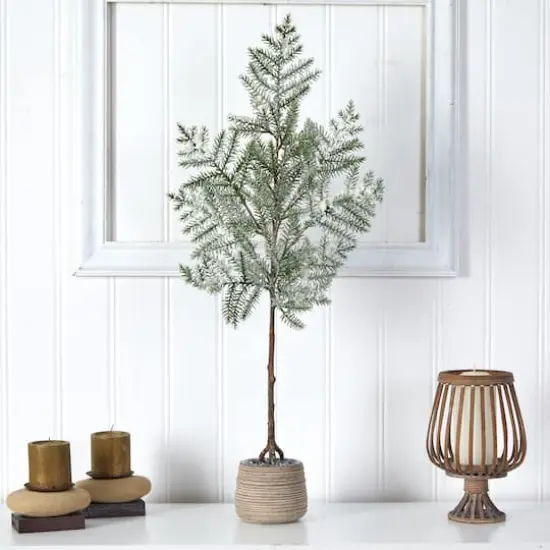 3ft. Unlit Frosted Pine Artificial Christmas Tree in Decorative Planter {5}