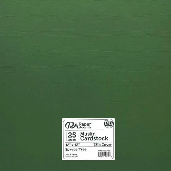 PA Paper&trade; Accents 12" x 12" Muslin 73lb. Cardstock, 25 Sheets Spruce Tree {1}