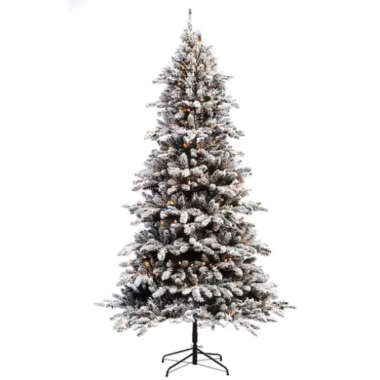 6.5ft. Pre-Lit Flocked &lrm;Bennington Fir Artificial Christmas Tree, Clear Lights {1}