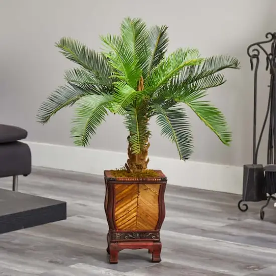 3ft. Cycas Palm Tree in Wood Planter {7}