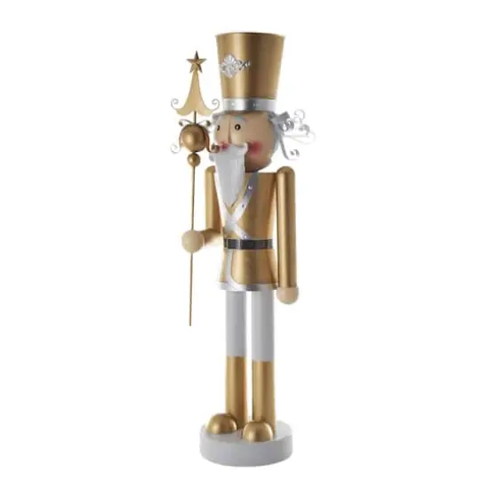 58" Gold & Silver Standing Nutcracker Sculpture {4}