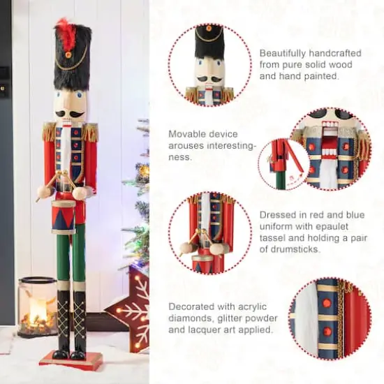 Glitzhome&reg; 42" Wooden Christmas Soldier Nutcracker {7}