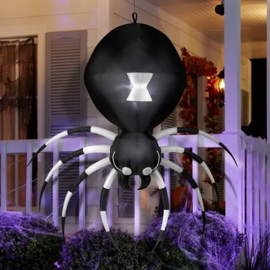 6ft. Airblown&reg; Inflatable Halloween Hanging Black & White Spider {3}