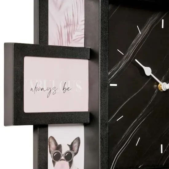 American Art Decor Picture Frame Collage Clock 12 Photo Display Slots Black, 20" x 20" {5}