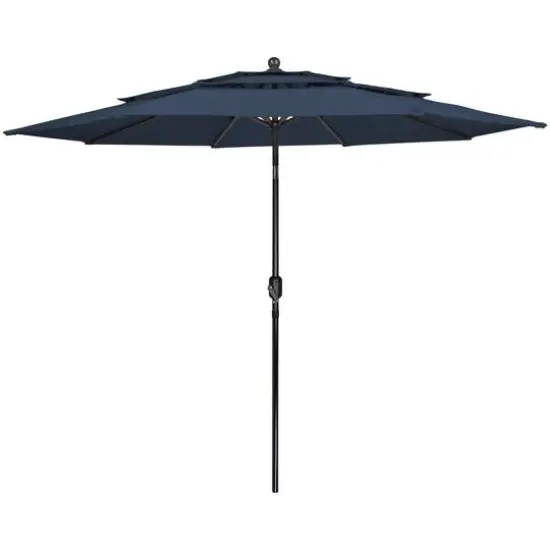 9.75ft. Outdoor Patio Market Umbrella with Hand Crank & Tilt Blue {1}
