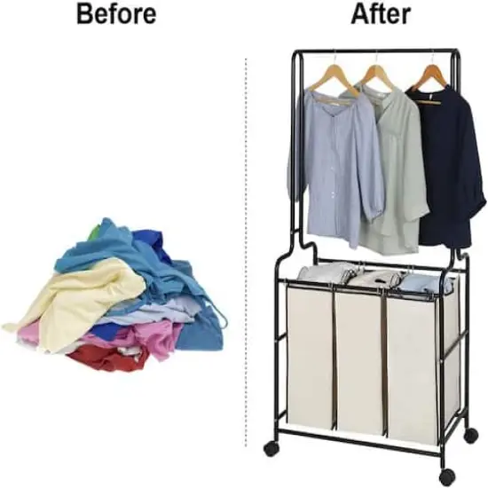 Brown Heavy Duty Laundry Sorters Cart {5}