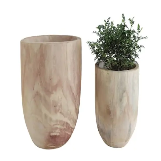 Hello Honey&reg; Rounded Paulownia Wood Pots Set {1}