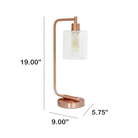 Lalia Home Modern Iron Desk Lamp with Glass Shade Rose Gold {4}