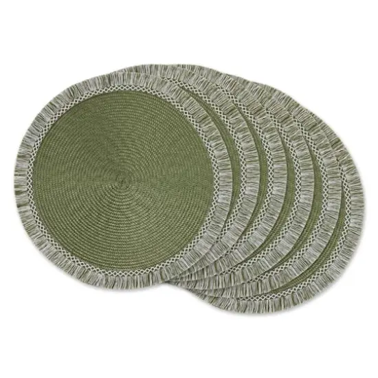 DII&reg; Round Fringed Placemats, 6ct. Sage {1}