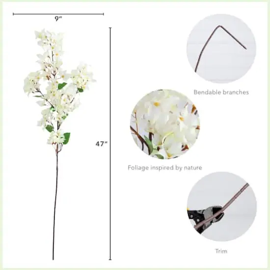 47" White Bougainvillea Flower Stems, 3ct. {5}