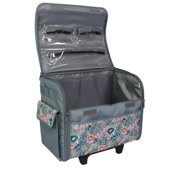 Everything Mary Green Floral Rolling Sewing Machine Tote {5}