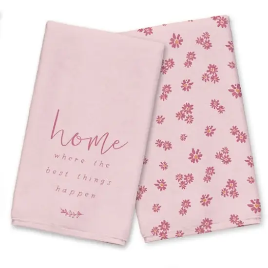 Where the Best Things Happen Tea Towel Set Pink {1}