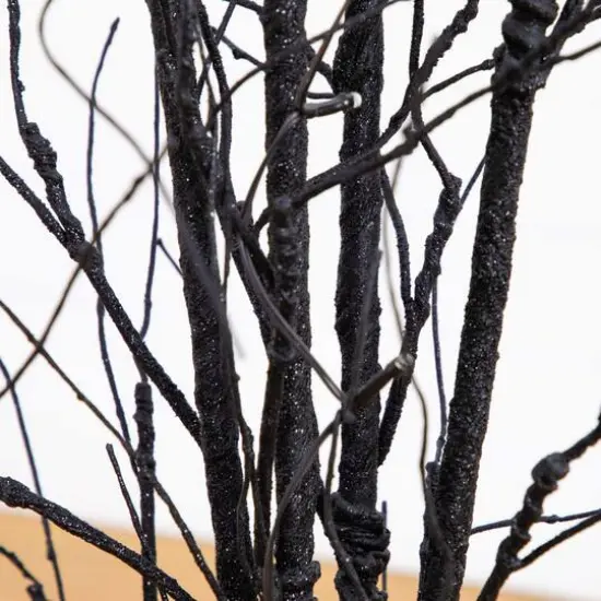 5ft. Pre-Lit Artificial Halloween Black Twig Tree with Bats and 50 Warm White LED Lights {6}