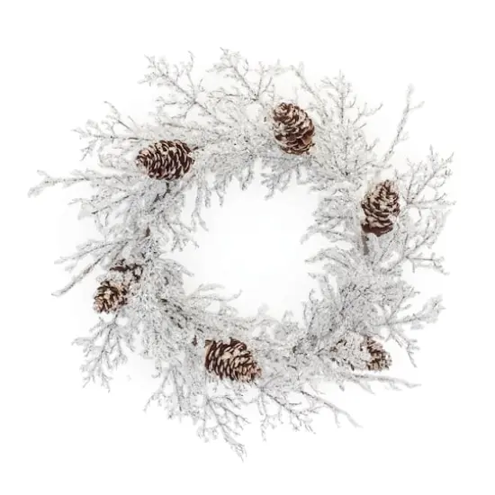 24" Iced Twig Pinecone Wreath {1}